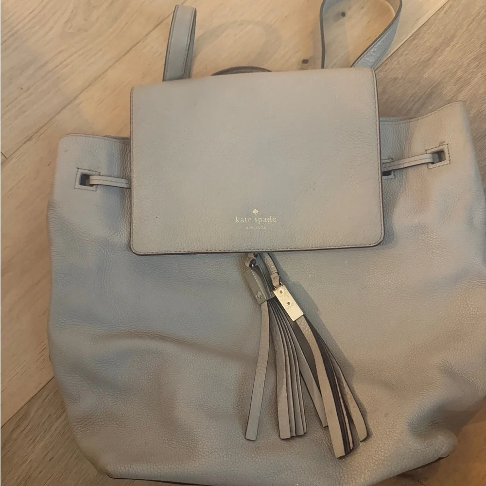 Kate Spade Taupe Leather Tassel Backpack